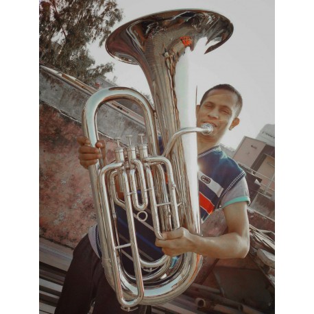 Superbrass Eb Bass TUBA. Traditional British Band Design. 3/4 Size. Chromed Brass. Great Projection.