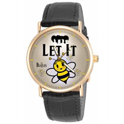 The Beatles, Let it Be, Witty 1960s Beatles Button Art Solid Brass 30 mm Unisex Watch