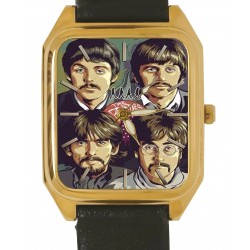 Original Beatles Contemporary Profile Art Solid Brass Rectangular Wrist Watch