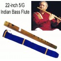 Professional 5/G Indian Bamboo Bansuri Flute with Velvet Covers. Superb Tuning!