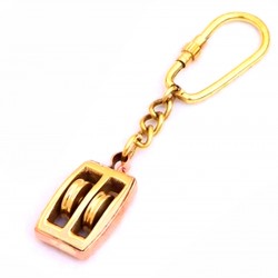 Nautical Pulley Keychain in Solid Brass