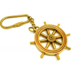 Stunning Shipwheel Brass Nautical Keychain with Copper Highlights