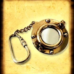 Porthole Nautical Brass Keychain / Key Ring with Mirror