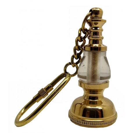 Nautical Ship's Lantern Hurricane Lamp Keychain in Heavy Brass