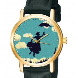 Mary Poppins, Vintage Julie Andrews Movie Poster Art Solid Brass Watch. Beautiful Colors.
