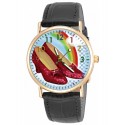 The Wizard of Oz - Ruby Red Slippers, Judy Garland Iconic & Symbolic Movie Art, 30 mm Solid Brass Watch + Gift Box