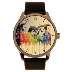 The Beatles, Vintage Dripping Paint Symbolic Art Collectible Solid Brass Watch