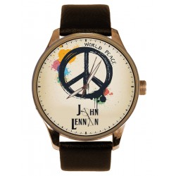 The Beatles, Original World Peace Parchment Art, Trubute to Lennon, Solid Brass Watch
