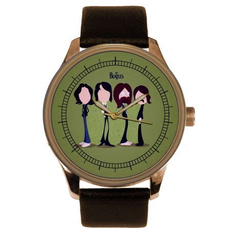 The Beatles, Classic Side Porfile Portrait Early Publicty Art, Collectible Solid Brass Watch