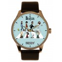 The Beatles meet the Snoopy Gang, Beautiful Blue Abbey Road Spoof Solid Brass Watch