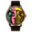 The Beatles Psychedelic Rainbow Colors Fab Four Portrait Art Solid Brass Collectible Watch
