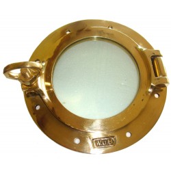 Brass Porthole. 1950s Original 10" Classic Heavy-Weight Boat window with Tempered Glass