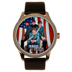 Gorgeous Beatles Sergeant Pepper Wrist Watch in Solid Brass. Titanium Finish Black Case