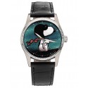 Peanuts Snoopy, The Red Baron Large 40 mm Hobnail Case Men's Watch. Teal Blue