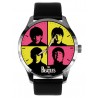 The Beatles, Colorful Warholesque Mauve & Yellow Silhouette Art Solid Brass Collectible Watch