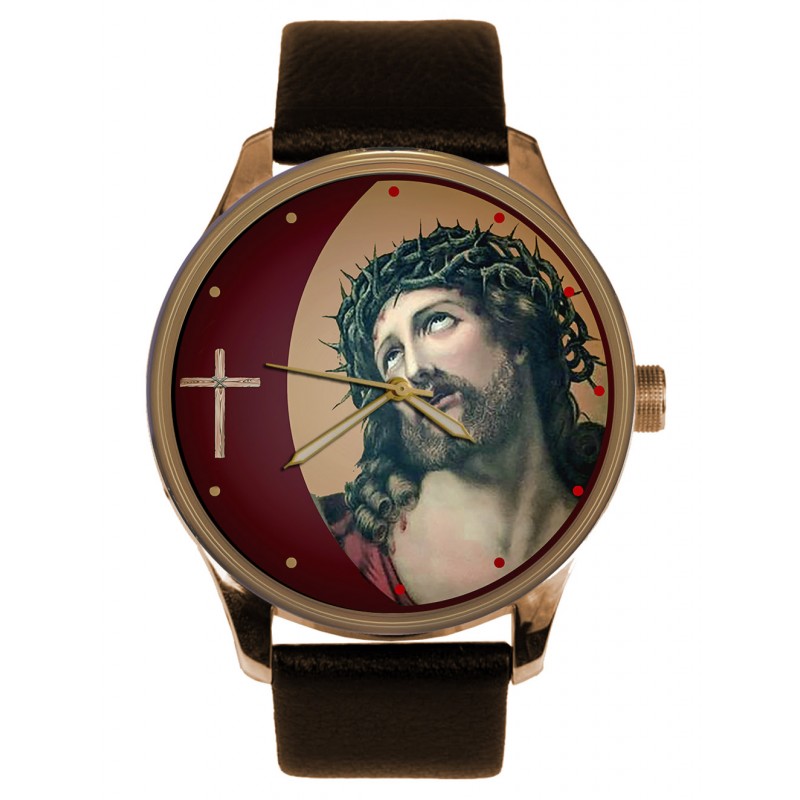 the passion of christ crown of thorns medieval christian art solid brass watch