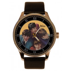 The Beatles Retro Vintage 1965 EP Art Solid Brass Collectible Watch, Orange & Sepia