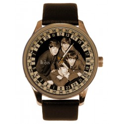 The Beatles Retro Vintage 1965 EP Art Solid Brass Collectible Watch, Orange & Sepia