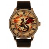 English Colours Fire-Breathing Dragon Ancient Parchment Fantasy Art Brass Watch