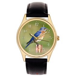 STUNNING ORINTHOLOGY WRIST WATCH BLUE BIRD, ORINTHOLOGIST BIRD WATCHER