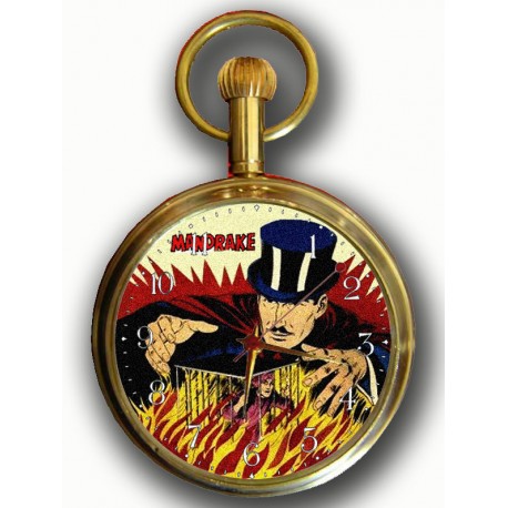 Mandrake the Magician Pocket Watch, 17 Jewels, Mechanical, Solid Brass, Vintage