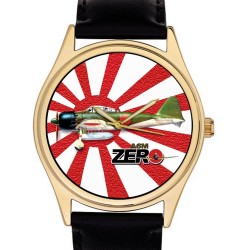 Imperial Nippon Air Force Japanese Mitsubishi A6M Zero Fighter Aviation Art 40 mm Wrist Watch. 第二次世界大戦航空シリーズ。 40ミリメートル零戦神風腕時計。 …