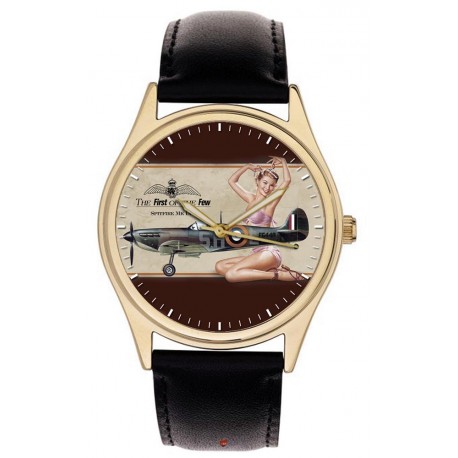 Spitfire: RAF WW-II Fighter Aircraft Pinup Art Collector's Wrist Watch
