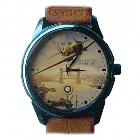 SPITFIRE VINTAGE RAF BATTLE OF BRITAIN LONDON CITYSCAPE AVIATION ART WRIST WATCH