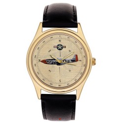 USAAF Mustang P-51 Fighter Rare WW-II Aviation Art 40 mm Wrist Watch