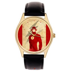 The Flash (Barry Allen) Classic Superhero Comic Art Flame Red Collectible Wrist Watch