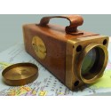 18" Square Spyglass Telescope. Zweiss, Hamburg. Brass with Horse Leather Mount