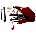 Highland Bagpipes, Crimson Red Velvet con accesorios de latón, Practice Chanter, DVD Tutor