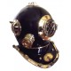 Classic Black Giant US Navy Retro Diving Helmet Diver's Steel & Brass Casque. 18 pulgadas (45 cm). Tamaño completo.