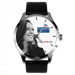 Kamala Harris 2024 Presidential Campaign Slogan Art Watch in Colors of the Stars & Stripes. Solid Brass Democratic Election Collectible Americana. Let's Win This!