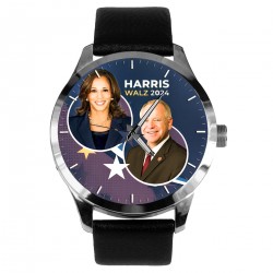 Kamala Harris & Tim Walz 2024 Presidential Campaign Watch. Blues. Solid Brass Democratic Election Collectible Americana Watch.