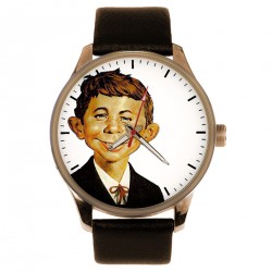 Mad Magazine Alfred E. Neumann Collectible Solid Brass Wrist Watch for Grown Ups, 40 mm